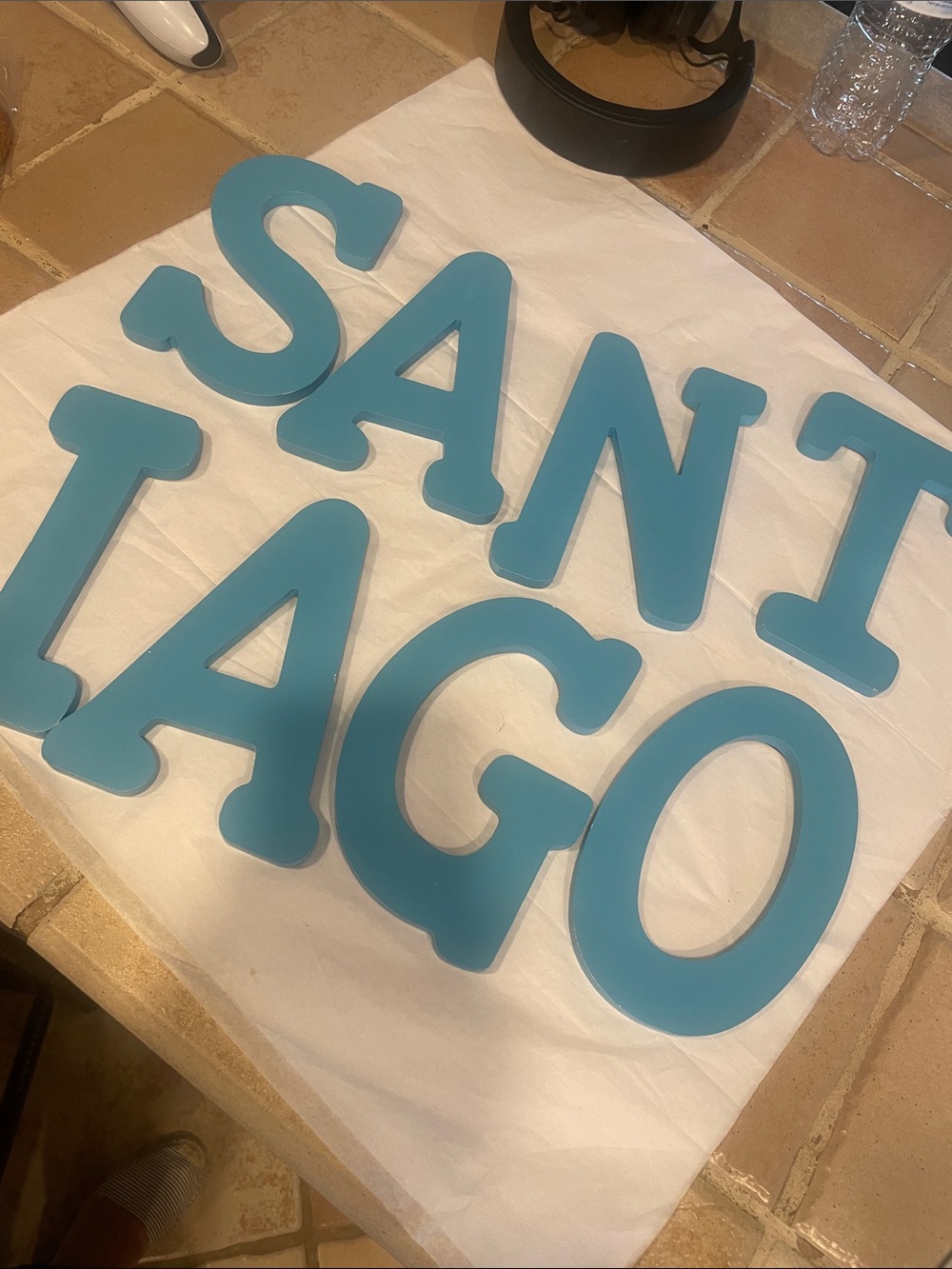Blue Wood Decorative Wall Letters - Santiago